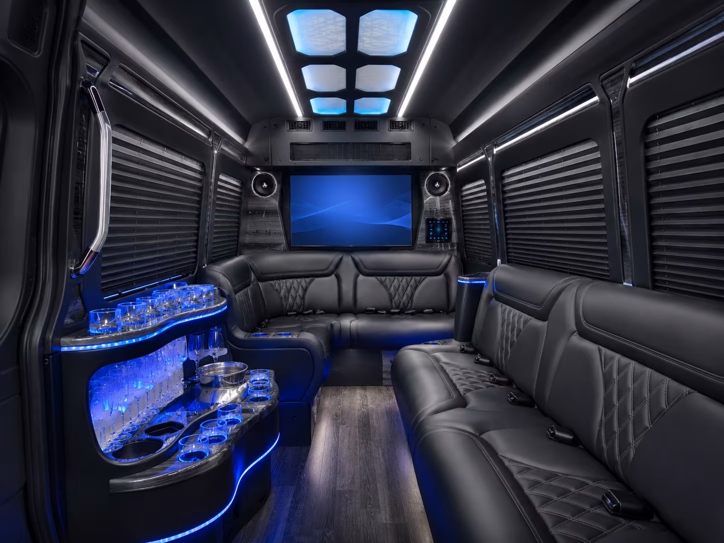 harlingen 50 passenger party bus inside