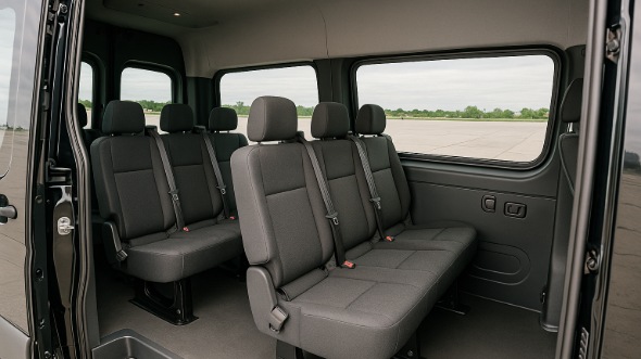 Interior of Charter Bus Company Weslaco's Sprinter Van Rental With Driver in Weslaco